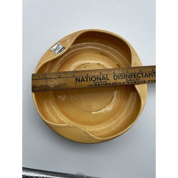 Royal Haeger Pottery Mid Century Ashtray USA R1873-S Spotted Glaze Carmel/Yellow - Picture 2 of 5